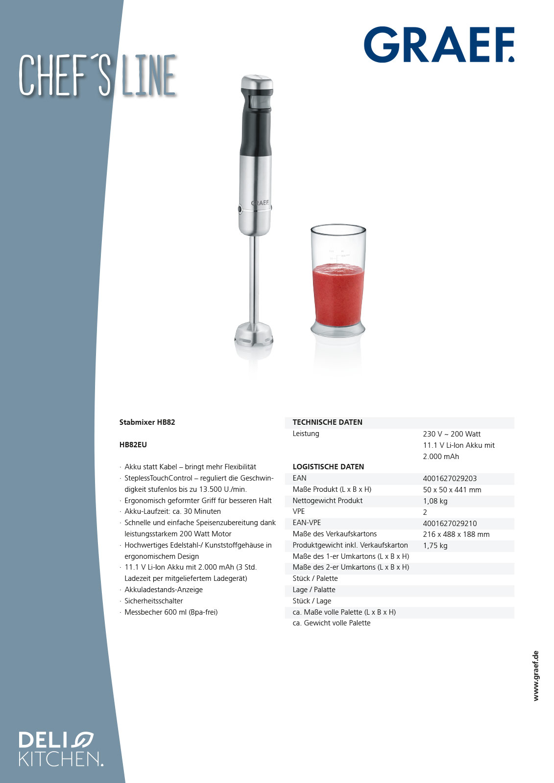 GRAEF Stabmixer HB82 Datenblatt