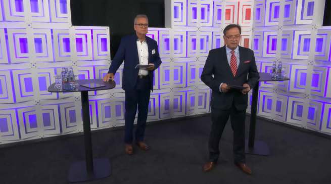 Olaf Weber (r.) geschäftsführender Gesellschafter und mi-Herausgeber begrüßte die zugeschalteten Teilnehmer. Michael Niermann, mi-Chefredakteur immobilien intern (l.), führte durch den digitalen TdM 2021