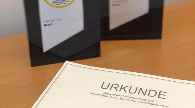 Wie im vergangenen Jahr erhält Bosch wieder den Deutschen Fairness-Preis.
