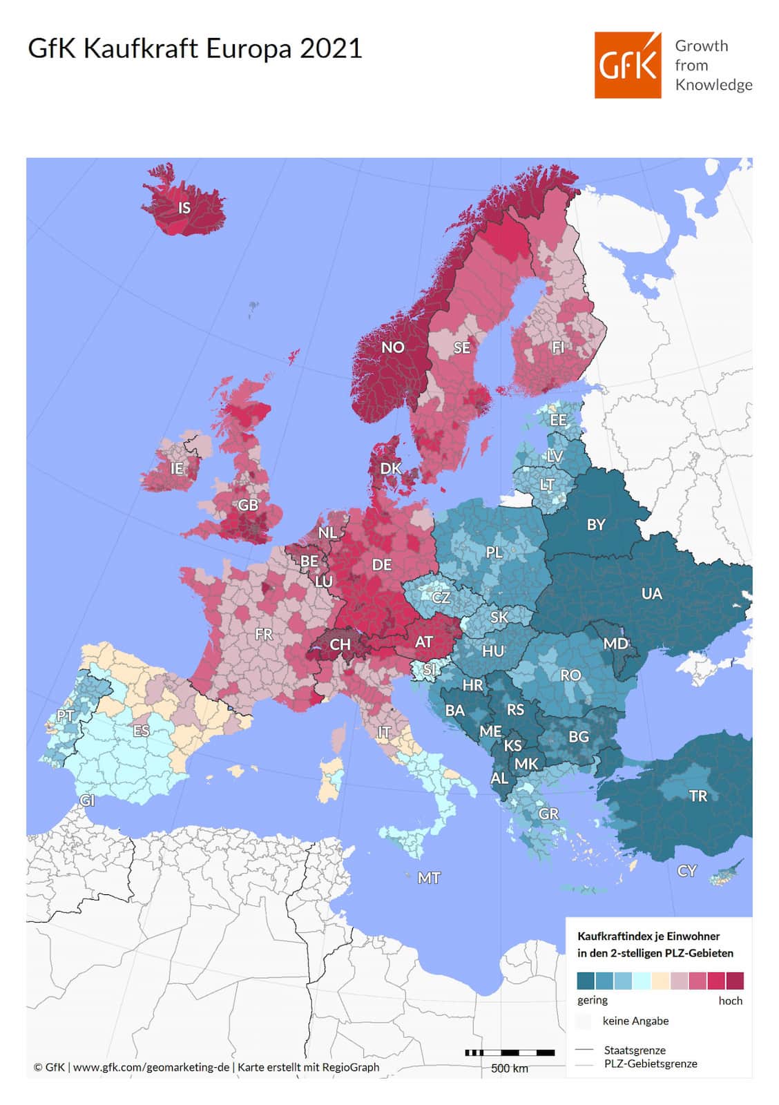 Große Kaufkraftunterschiede in Europa.