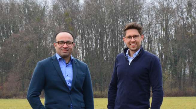 Tobias Lukas (r.), CEO Unlimited Ventures und Yaser Haj-Hmeidi, (l.), Leiter der R&D Abteilung bei efbe-Schott.
