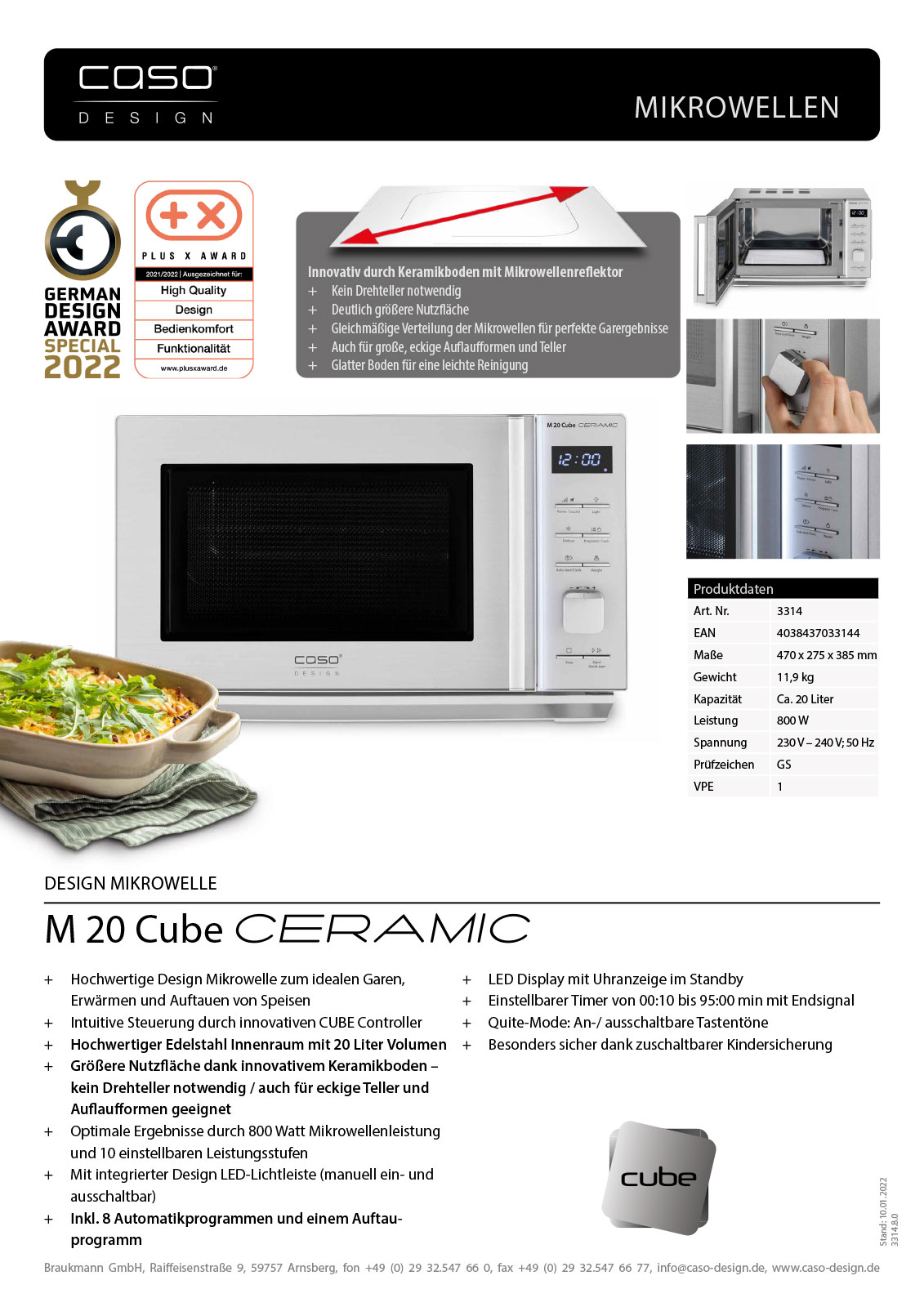 Datenblatt Caso M20 Cube Ceramic