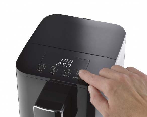 Auswahl per Touch mit Anzeige der Temperatur und Menge