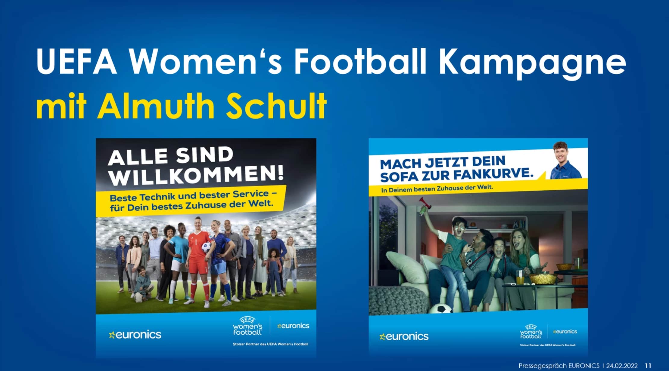 Die Euronics Group kooperiert mit der UEFA und fördert den Frauenfußball.