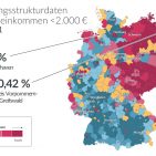 Haushaltsnettoeinkommen unter 2.000 Euro in Deutschland.