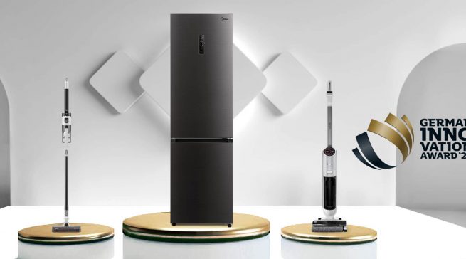 Die Kühl- /Gefrierkombi MDRB521MGA28O, der Akku-Sauger L10 und der Nass-Trockensauger X10 von Midea wurden mit dem German Innovation Award ausgezeichnet.