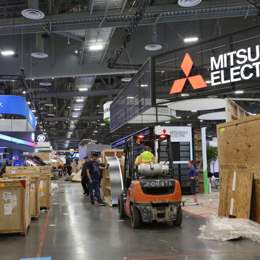 Die Aufbauarbeiten zur CES.