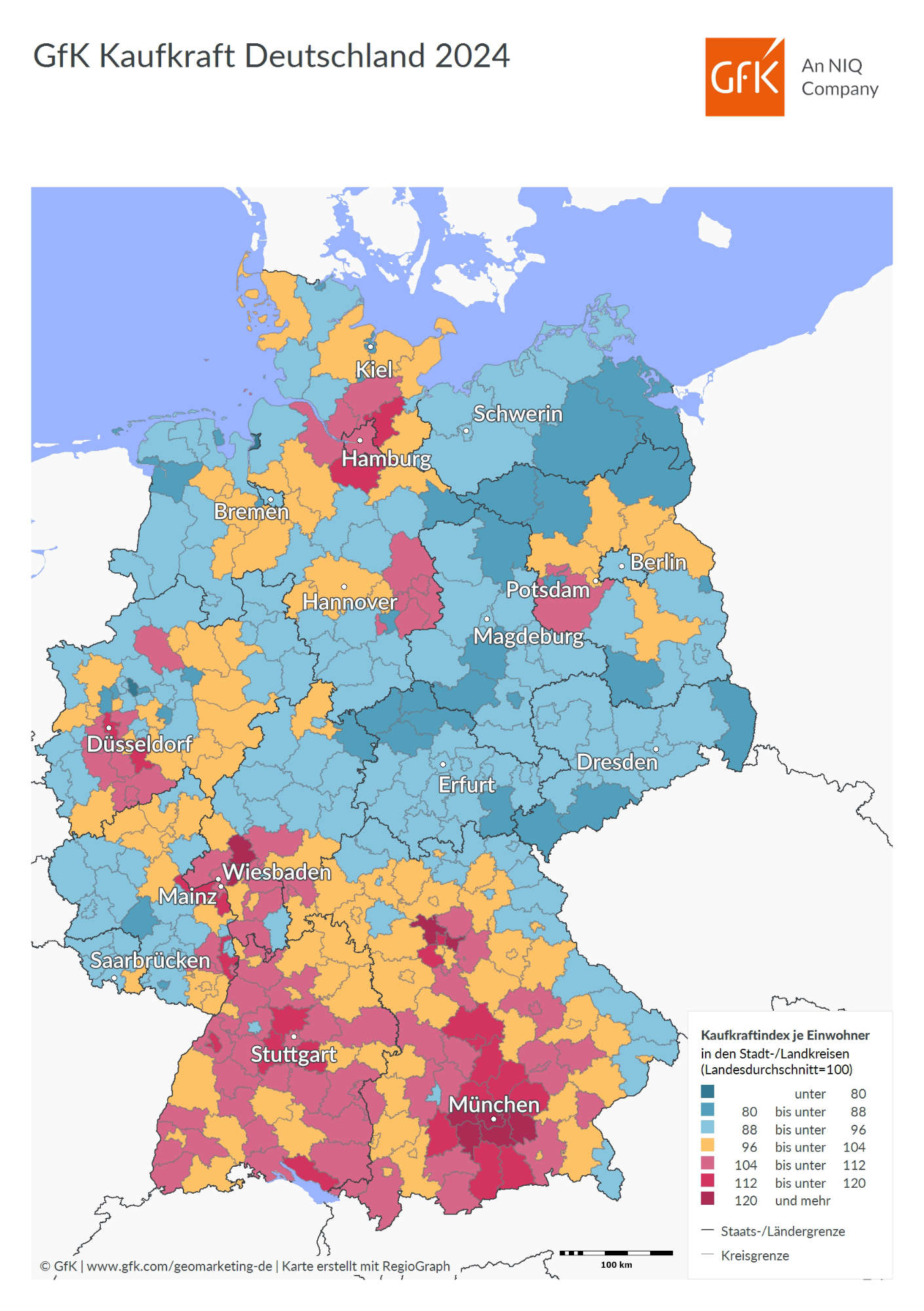 Die Kaufkraft 2024 in Deutschland.