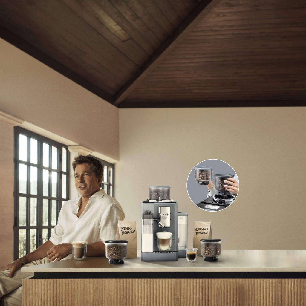 Kommunikativ wird die Rivelia erneut durch eine reichweitenstarke Kampagne mit Testimonial Brad Pitt unterstützt. Foto: De‘Longhi