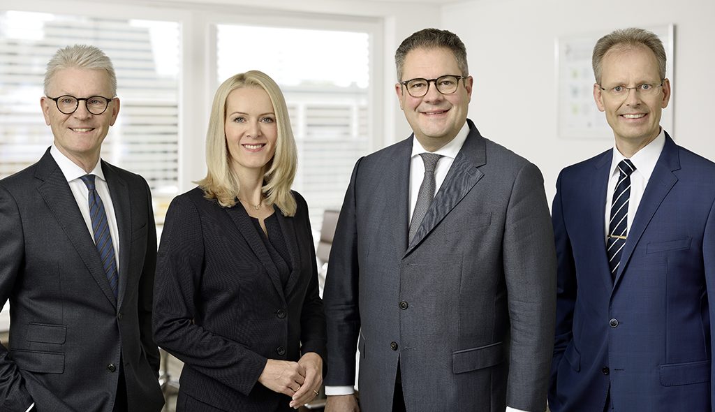 Der Vorstand der Wertgarantie Group (v.l.): Konrad Lehmann, Susann Richter, Patrick Döring und Udo Buermeyer.