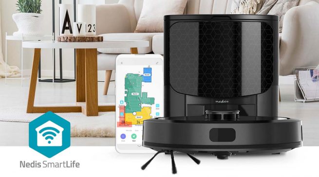 Nedis Staubsauger–Roboter SmartLife mit Lasernavigation und Absaugstation.