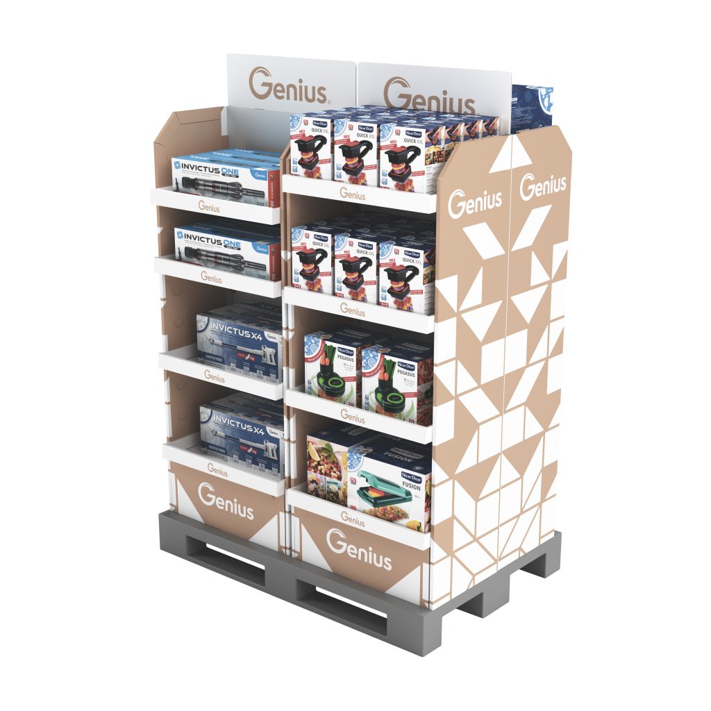 Aufmerksamkeitsstarke Genius-Presenter für die Produkt-Heros in der Küche und bei der Bodenpflege.