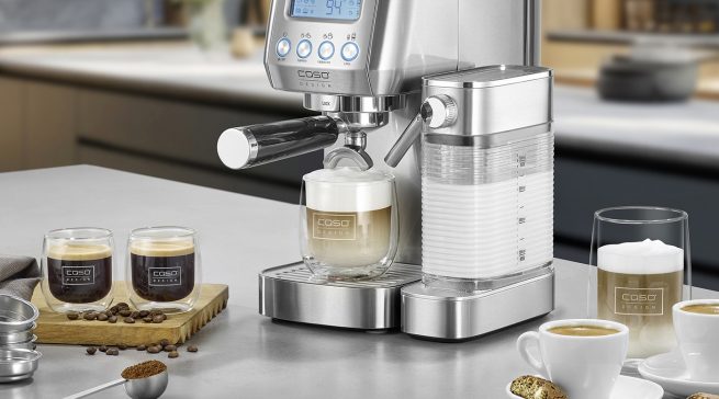 Caso Espressomaschine Espresso Gourmet Latte mit Milchbehälter.