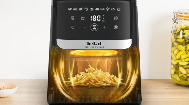 Tefal Heißluftfritteuse Easy Fry Silence mit 10 Kochprogrammen.