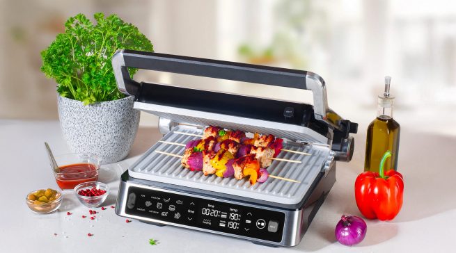 Hähnchenspieße auf dem Genius Chef Kontaktgrill Cerafit Edition