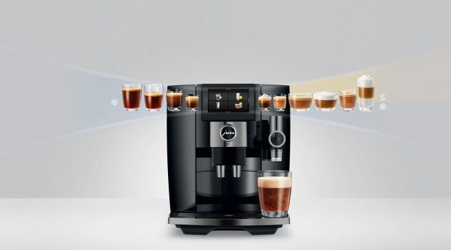 Die Jura J10 mit ihren verschiedenen Kaffeevariationen