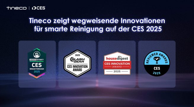 Ein voller Erfolg – Tineco wurde im Rahmen der diesjährigen CES gleich mit vier Branchenauszeichnungen für seine Innovationen in der smarten Bodenpflege geehrt. Foto: Tineco