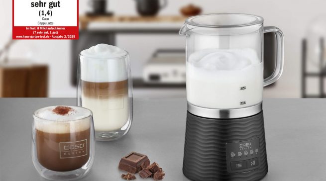 Der Milchaufschäumer CappuLatte von CASO Design überzeugte Testmagazin Haus&Garten Test.