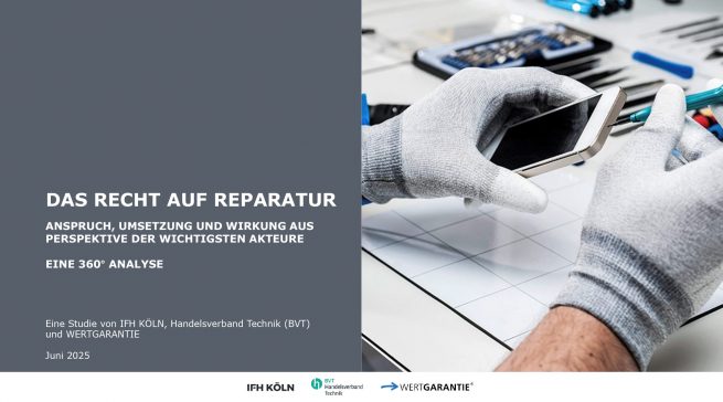 Die Studie „Das Recht auf Reparatur: Anspruch, Umsetzung und Wirkung aus Perspektive der wichtigsten Akteure“ lässt sich kostenlos downloaden.