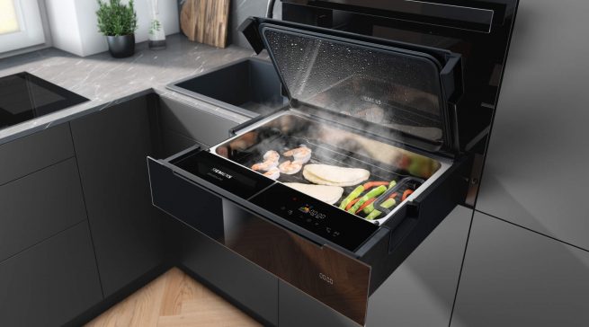 Mit der ersten Dampfschublade der Welt präsentiert Siemens ein zukunftsweisendes Konzept für moderne Einbauküchen. Fotos: Siemens