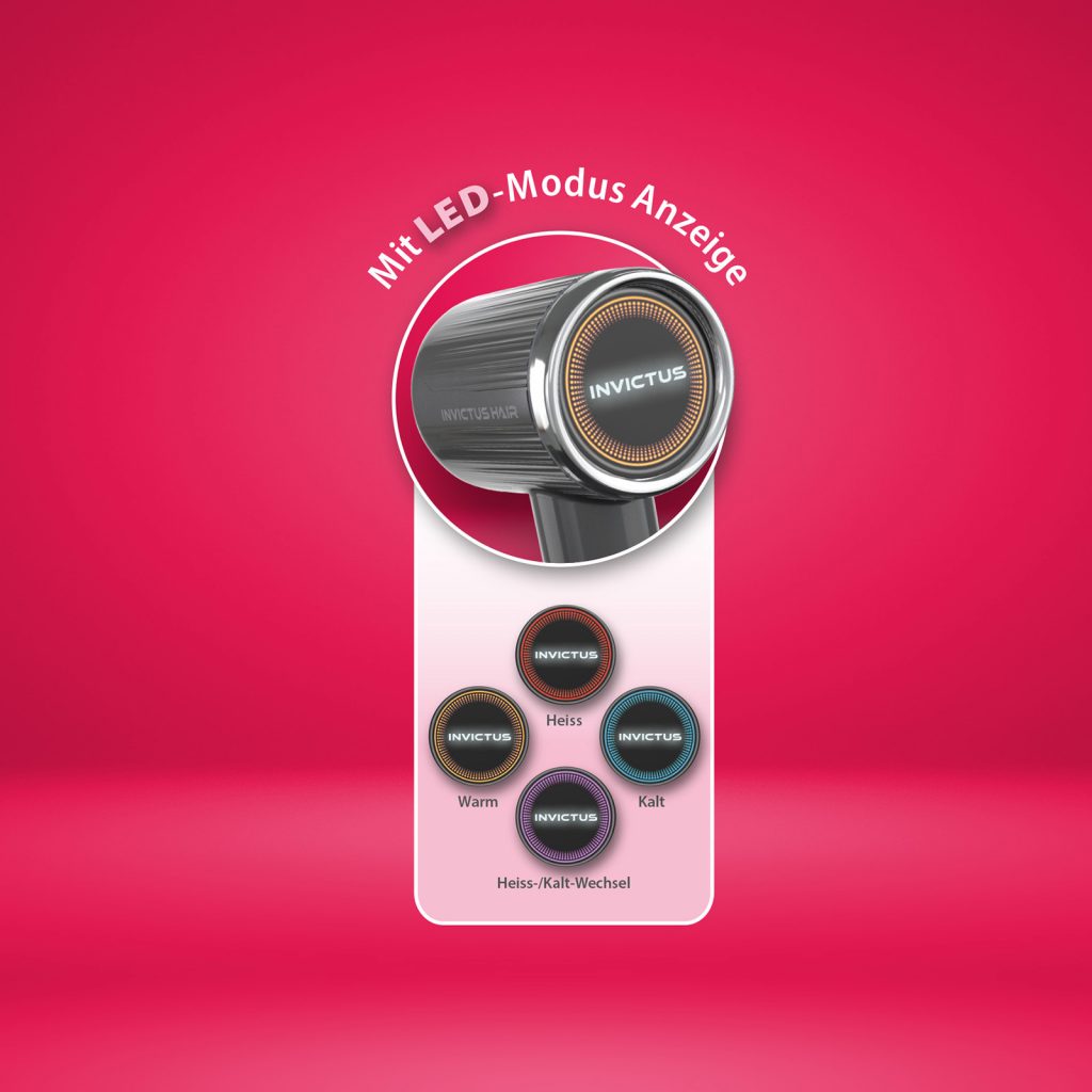 INVICTUS HAIR D5 mit LED-Modus Anzeige.
