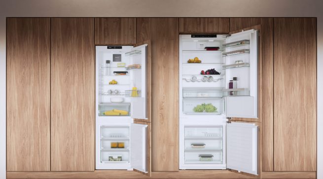 Miele bietet Einbau-Kühl-Gefrier-Kombinationen im neuen XXL-Format an. Mit rund 45 Prozent mehr Volumen gegenüber vergleichbaren Modellen in Standardgröße sowie modernen Frischesystemen sorgen die neuen Modelle für mehr Flexibilität und längere Haltbarkeit von Lebensmitteln. (Fotos: Miele)