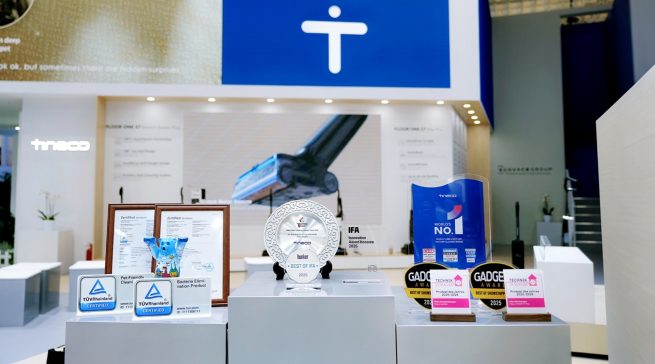 Der Tisch für den Award-Regen von Tineco.