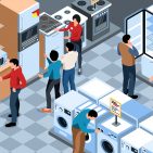 Elektrogeräteeinkauf in einem Elektrogerätehandel