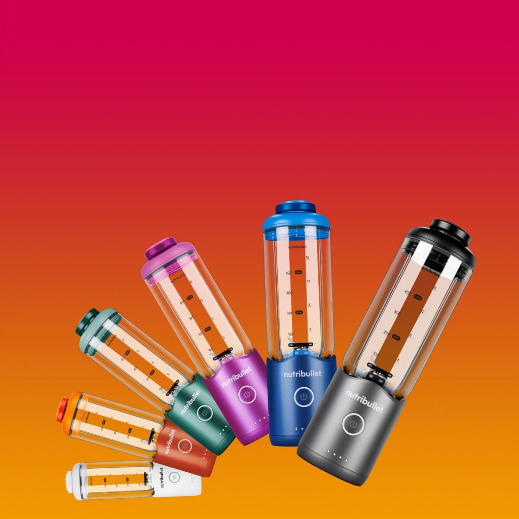 Passend zu jedem Stil, jeder Stimmung, jedem Tag – der nutribullet Flex in sechs starken Farben. (©nutribullet)