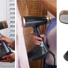 Effizient und schnell: Die neue Dampfbürste Steam Genie VacuSteam sorgt mit kombinierter Dampf- und Saugfunktion für glatte Textilien in nur einem Durchgang – ideal für den Alltag ohne Bügelstress.