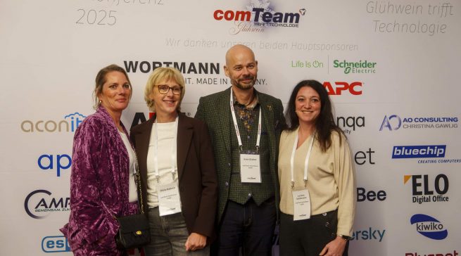 Sandra Balz, Silvia Habeck, Sven Glatter und Luciana Kuhlemann (v.l.) bei der comTeam Partnerkonferenz 2025.