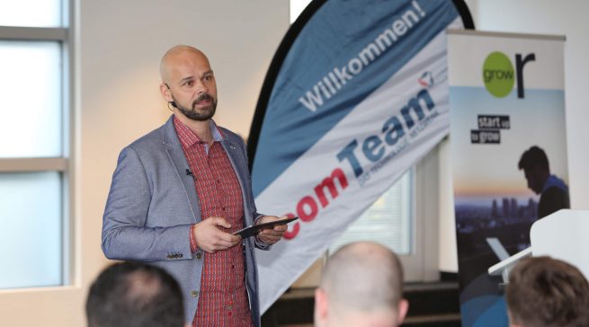 Geschäftsführer Sven Glatter auf der comTeam Partnerkonferenz im Jahr 2019.