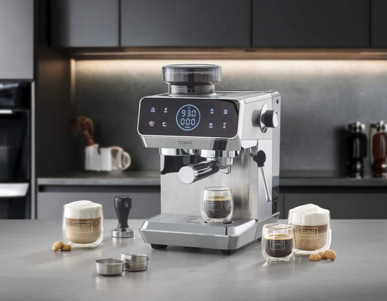 Siebträgermaschine mit Kegelmahlwerk von CASO Design