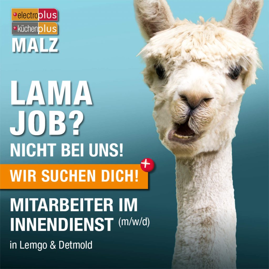 Freche Mitarbeitersuche des electroplus-küchenplus-Mitglieds Malz.
