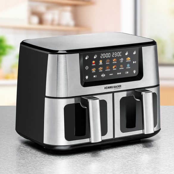 Doppel Heissluft Fritteuse FRH 2650 von Rommelsbacher und ihre Komponenten.