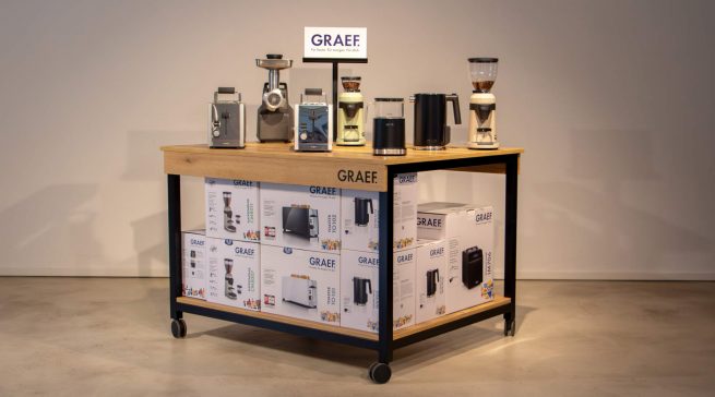 Das Premium Partner Programm G3P von GRAEF beinhaltet auch attraktive PoS-Möbel.