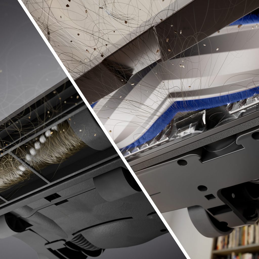 Die FurGuard™-Bürstenrolle verhindert aktiv das Verheddern – für ununterbrochene Leistung und einfache Reinigung.