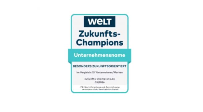 ServiceValue und die Tageszeitung „Welt“ ermittelten erstmals die „Zukunfts-Champions 2026“.