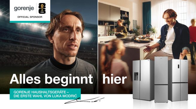 Luka Modrić steht im Mittelpunkt der neuen Gorenje-WM-Kampagne 2026. Als offizieller Sponsor der FIFA Fußball-Weltmeisterschaft verbindet die Marke sportliche Leidenschaft mit dem Zuhause als Ort, „wo alles beginnt“.