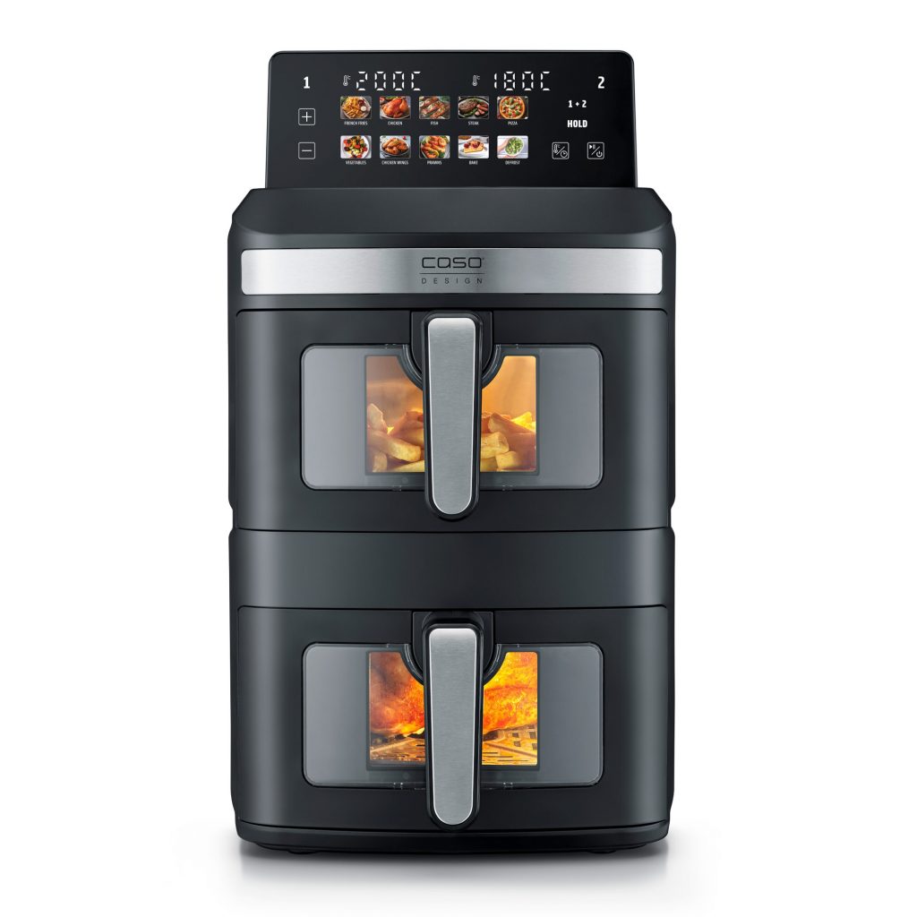 Die neue Heißluftfritteuse AirFry DuoTower von CASO Design.