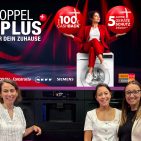 electroplus küchenplus und BSH setzen auf Doppelvorteil beim Hausgerätekauf (v.l.n.r.): Alice Jank (Category Manager Major Domestic Appliances, EK Retail), Lisa Kolbert (Key Account Managerin Electrical Retail Germany, BSH) und Meike Ullrich (Senior Concept Manager electroplus, EK Retail).