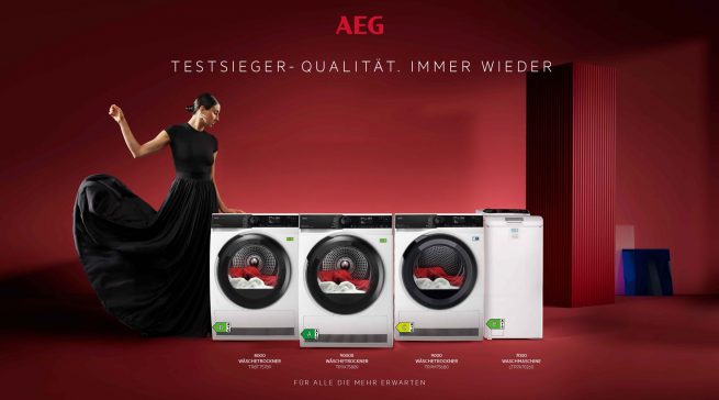 AEG erzielt in der Stiftung-Warentest-Ausgabe 9/2026 vordere Platzierungen bei Wäschetrocknern.