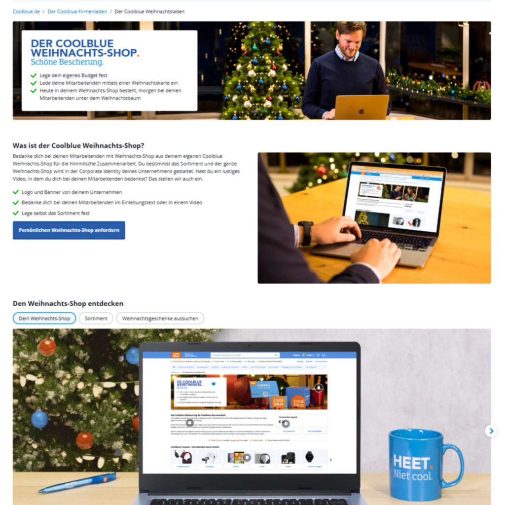 Einheitsgeschenk war gestern: Mit Coolblue Business wählen Mitarbeitende ihr Weihnachtsgeschenk selbst // Weihnachts- und Homeoffice-Shops für Unternehmen