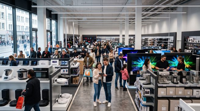 Trotz hoher Preissensibilität erwartet NIQ für den weltweiten Technikmarkt 2026 ein Umsatzplus von 5,1 Prozent. Besonders gefragt sind Produkte, die Langlebigkeit, Energieeffizienz und einen klar erkennbaren Alltagsnutzen verbinden. Bild AI generiert.