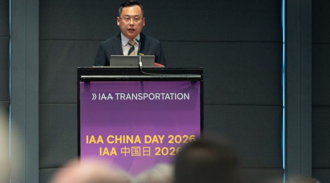 Dr. Zhaohuan Song, Vice President und Chief Brand Officer der Geely Farizon New Energy Commercial Vehicle Group, am IAA China Day auf der IAA TRANSPORTATION in Hannover