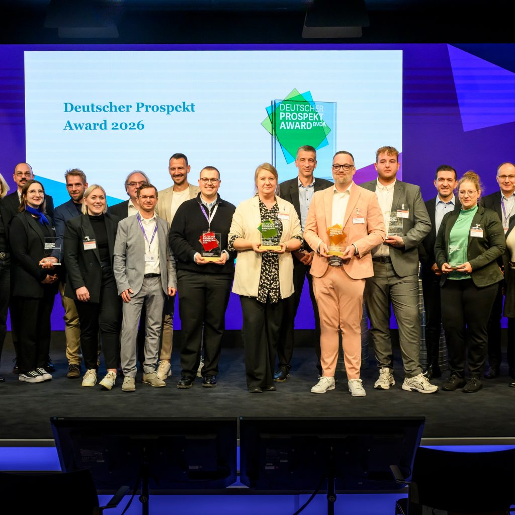 Die Preisträger des deutschen Prospekt Awards 2026 (c) BVDA / Bernd Brundert