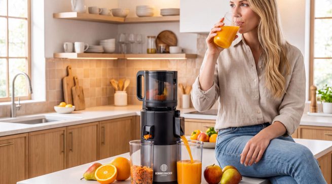 Der Slow Juicer ES 250 entsaftet Obst und Gemüse mit schonender Kaltpresstechnologie.