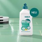 Der Haka Smart Home Reiniger ist pH-neutral und schaumarm formuliert und für Wisch- und Fensterroboter sowie Nass-Trockensauger vorgesehen.