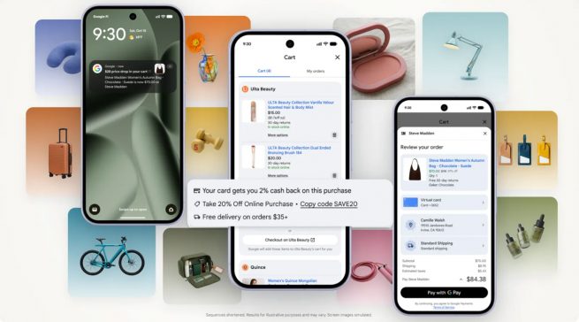 Googles Universal Cart bündelt Produkte verschiedener Händler und verbindet Preisbeobachtung, Verfügbarkeitsmeldungen und Kaufabschluss. Bild: Screenshot Internetseite Google