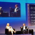 Moderatorin Judith Rakers und Euronics Vorstandssprecher Benedict Kober stimmten auf den Kongress ein. Euronics-2016-03